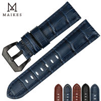 MAIKES ที่มีคุณภาพดี Watch Bands 22 24 26มิลลิเมตรดูอุปกรณ์เสริมนาฬิกาสร้อยข้อมือสายหนังแท้นาฬิกาวงสีฟ้าสำหรับ P Anerai