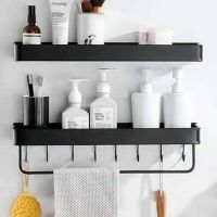 ❃✌✐ Black Aluminum Wall Shelves Shelf Tissue Box Aluminum Bathroom Corner Shelf Wall Mounted Kitchen Storage Holder Spice Rack