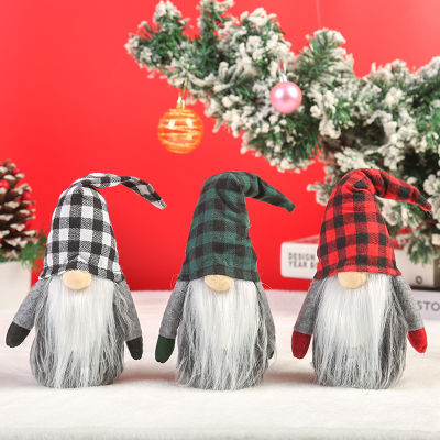 Mzd【สุขสันต์วันคริสต์มาส】ลายสก๊อตคริสต์มาส Faceless ตุ๊กตาสไตล์นอร์ดิกรูดอล์ฟป่าชายชราอุปกรณ์ตกแต่ง