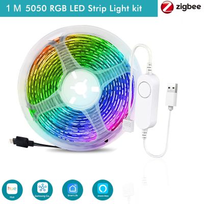 Zigbee 3.0 USB LED Strip DC5V 1M-3M RGB Flexible Light Lamp TV Background Lighting Echo Plus Voice Control Smartthings tuya hub