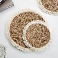 【CC】✗✚卐  4PCS Tassel Placemats Thick Bushel Woven Cup Coaster Knitting Table Plate for Wedding Dinning