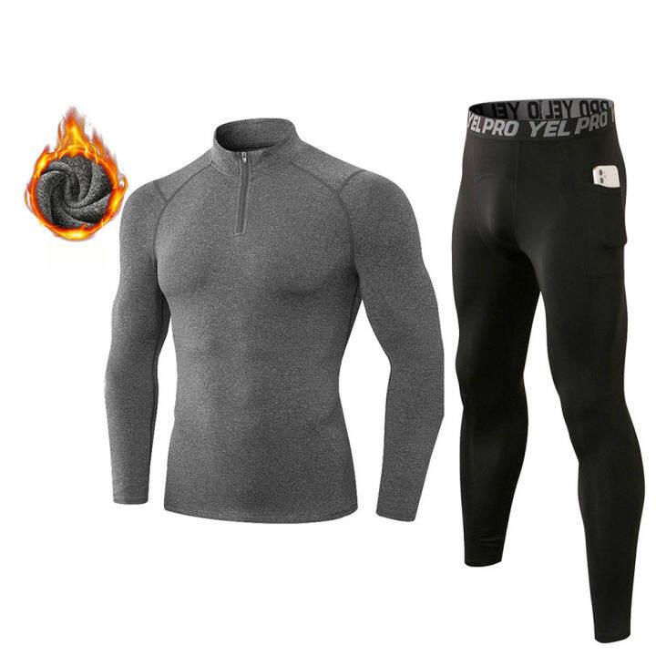 (HOT)Fanceey Fleece Thermo Underwear Winter Thermal Men Long Johns Warm