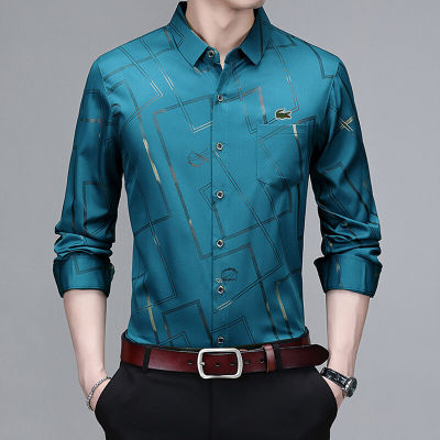 [5]ธุรกิจผู้ชายแบบสบายๆแขนยาวเสื้อBaju Kemejaสไตล์เกาหลีเสื้อออฟฟิศผู้ชายTshirtเสื้อT9449