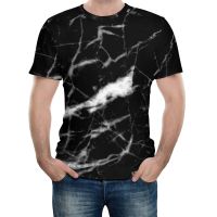 Marble Crackle Black And White T-Shirt Natural Marbles Graphics Man Harajuku T Shirts Print Tee Shirt Basic Oversized Clothing