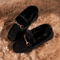 Shoes Women Winter Warm Flock Flat Shoes Casual Loafers Slip on Womens Flats Plush Shoes Moccasins Lady