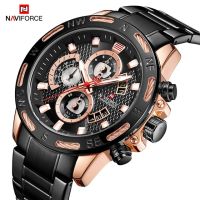 ⌚2023 NAVIFORCE นาฬิกาควอตซ์ผู้ชายแบรนด์หรูชั้นนำนาฬิกาข้อมือนาฬิกาโครโนกราฟ สปอร์ตนาฬิกาผู้ชายสายเหล็ก NF9165 Relogio Masculino