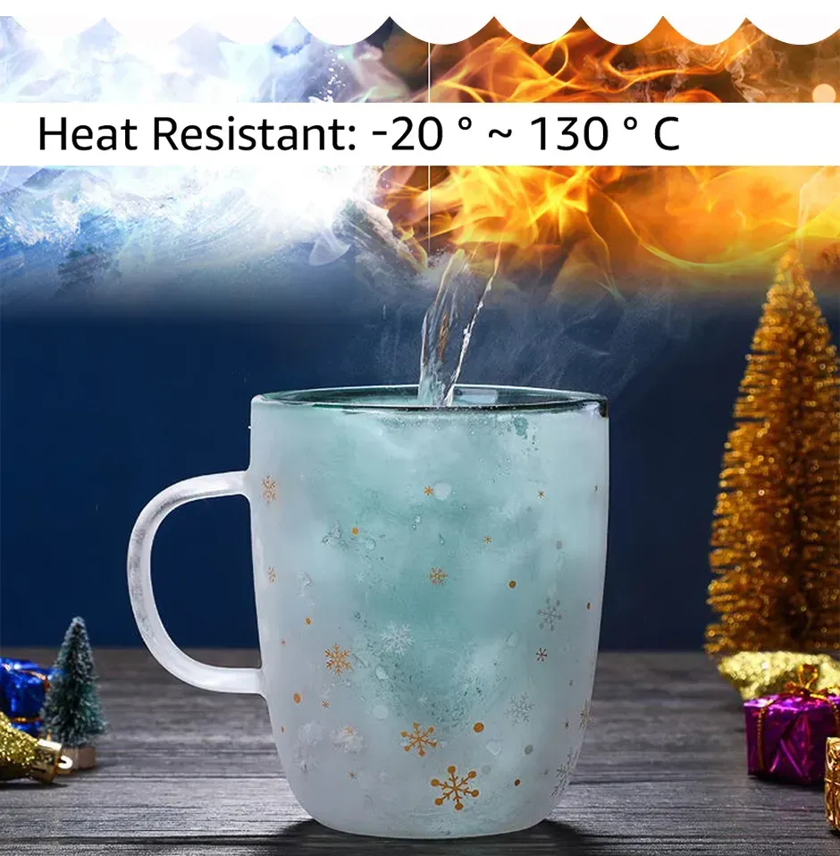 Christmas Tree Glass Mug Creative Xmas Double Wall Anti-scalding