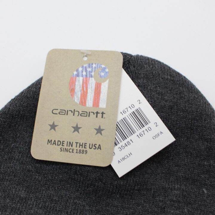 carhartt-หมวกบีนนี่ถัก-สีพื้น-สไตล์เกาหลี-ฮิปฮอป-สำหรับผู้หญิงและผู้ชาย