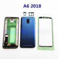 สำหรับ SAMSUNG Galaxy A6 SM-A600FN/DS A600 2018ปิดด้วยกระดุมแบตเตอรี่ด้านหลัง A6 A600F กรอบกลางสติกเกอร์ที่อยู่อาศัยเต็ม