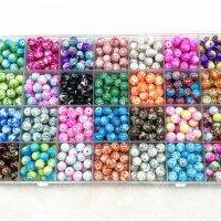 Hot 4mm 6mm 8mm 10mm Pattern Round Glass Beads Loose Spacer Beads for Jewelry Making DIY Handmade Clothing Accessories Beads