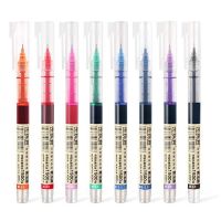 (Worry free) 8สีหมึกตรงของเหลวเจลปากกาชุดที่มีสีสันของเหลวลูกกลิ้งปากกา0.5มิลลิเมตร Rollerball ปากกาศิลปะตัวอักษรโรงเรียนสำนักงานเครื่องเขียน