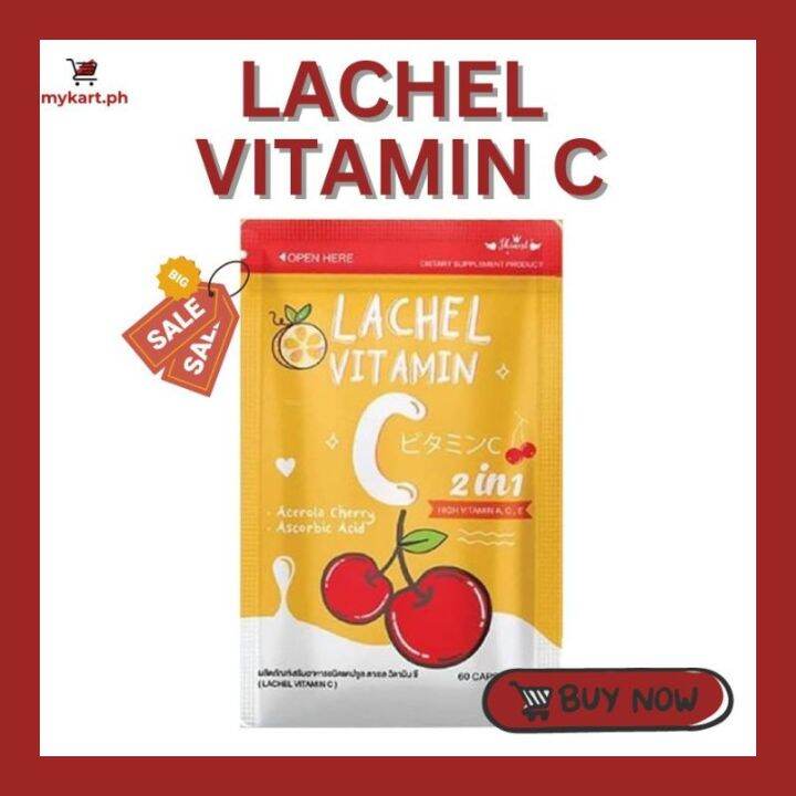 Lachel Vitamin C 2in1 with Rose Hip Made in Thailand 60 Capsules