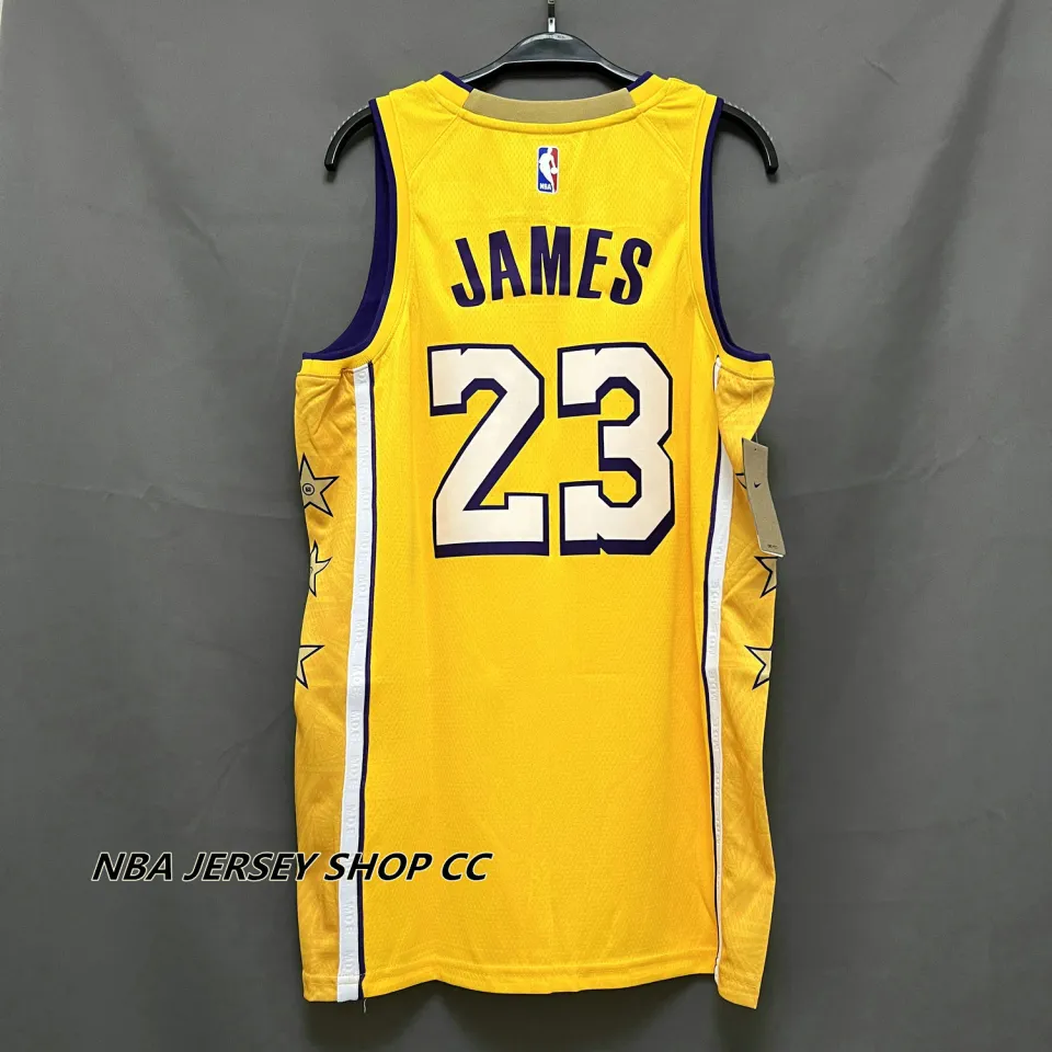 19-20 Lakers Yellow V-Neck Hot Pressed Jersey