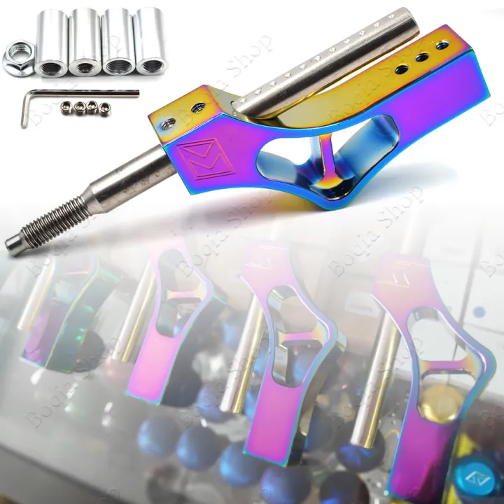 Neo Chrome Aluminum Adjustable Height Lever Car Gear Shift Knob Extender Shifter Extension