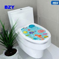 BZY DIY 3D ฝาชักโครกสติกเกอร์ติดผนังในห้องน้ำ Decor สติกเกอร์ไวนิลติดผนังของตกแต่งบ้าน H02