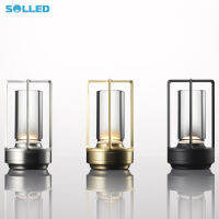 SOLLED โคมไฟตั้งโต๊ะแบบพกพา3ระดับ Stepless Dimming Usb ชาร์จ Touch Contral Night Light สำหรับห้องนอนร้านอาหาร Bar