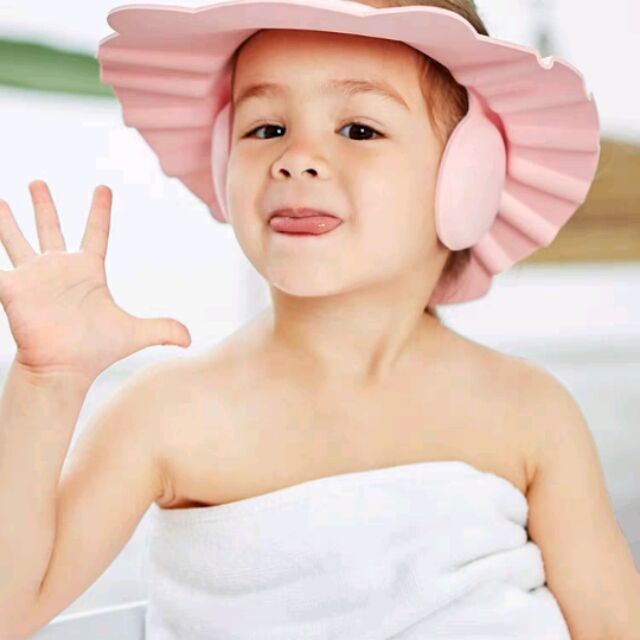 พร้อมส่ง-หมวกอาบน้ำเด็ก-กันน้ำเข้าหูกับฟองเข้าตา-ปรับระดับได้4ระดับ-หมวกสระผมเด็ก-หมวกอาบบน้ำแบบมีที่ปิดหู