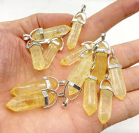 Natural Gem Stone Quartz crystal fluorite Citrine Hexagonal Pendulum Reiki Charm Pendants DIY Jewelry Making Necklaces 24Pcs