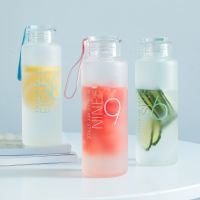 ☜ Frosted Glass Water Bottle Healthy Water Container Summer Lemon Cup Drink Bottles Outdoor Picnic Home Simplicity Coffee Mug