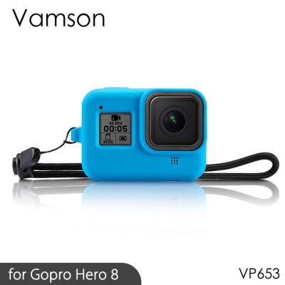 Vamso เคสซิลิโคนนิ่มสำหรับ Gopro 8,อุปกรณ์เสริมสำหรับโกโปรพระเอก Vp653กล้องแอคชั่นแคมเมรารุ่น8สีดำ