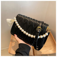 Small Bag Women Korean Pearl Crossbody Bag Mini One Shoulder Pleated Bag Women Bags