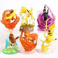 【Thriving】 IM Collections. ชุดแกลเลอรี่ศูนย์มอนสเตอร์ Charmander Glaceon Leafeon Sylveon Mimikyu 150lithe Mini PVC โมเดลของเล่น6ชิ้นชุด