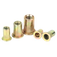 M3 M4 M5 M6 M8 M10 M12 Knurled Rivet Insert Nuts Colour Zinc Plated Flat Head Threaded Rivnut Insert Nutsert Cap Rivet Nut