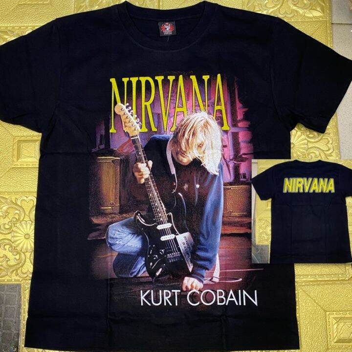 Nirvana Kurt Cobain Black Shirt Colored Design Print Street Wea