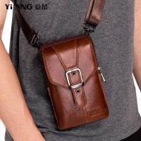 Genuine Leather Mens Small Bag Belt Phone Bags For Men Mini Fanny Waist Packs For Men Vintage Cowhide Shoulder Bags For Men