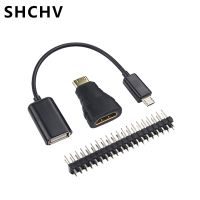 3 In 1อุปกรณ์เสริมราสพ์เบอร์รี่ Pi Zero Mini HDMI รองรับอะแดปเตอร์ + สายเคเบิล OTG + หัว GPIO 40Pin สำหรับราสพ์เบอร์รี่ Pi Zero W สายเคเบิลแปลง V1.3