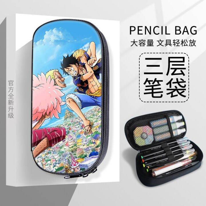 21Cm X 10Cm One Piece Pencil Case Bag Monkey D Luffy Portgas D Ace Anime Character Large