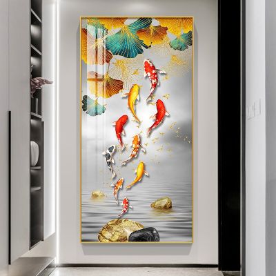 Abstract Koi Canvas Painting Wall Art FengShui Fish Posters and Prints Carp Lotus Pond Pictures for Living Room Decor Cuadros Wall Décor