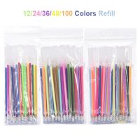 12/24/36/48/100 PCS/lot Multi-color Gel Pen Refills Painting Drawing Glitter Highlighters Pen Art Markers School Office SuppliesHighlighters  Markers