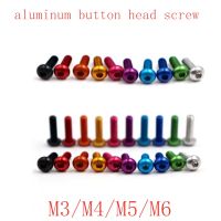 10ชิ้น M5 M4 Iso7380 M3 M6 * 5/6/8/10/12/16/20/25อะลูมิเนียมสีสันสดใสซ็อกเก็ตหกเหลี่ยมหัวสกรูกระดุมกลม