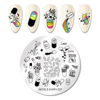 NICOLE DIARY French Line Flowers Nail Stamping Plates Stainless Steel Geometric Floral Leaves Stamp Template Printing Stencils