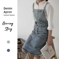 Gerring Denim Canvas Apron Thick Authentic Washed Household Kitchen Work Uniform Japanese Apron For Sellers Coffee Shop Aprons Aprons