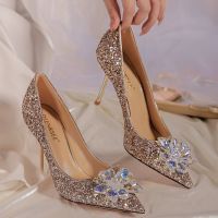 [COD] French wedding shoes 2022 autumn new main dress bride bridesmaid crystal high heels women wholesale