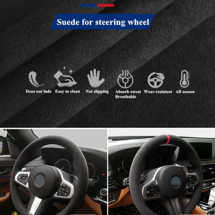 car-steering-wheel-cover-hand-stitched-soft-black-genuine-leather-black-suede-for-bmw-e90-320i-325i-330i-335i-e87-120i-130i-120d