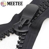 ⊕ Meetee 1Pc 70-100cm 20 Resin Zipper Black Large Open-End Auto Lock Zip for Jacket DIY Engineering Tent Coarse Tooth Zippers