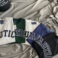 [High Quality] Japan NAutica large letter appliqué embroidery classic heavyweight T-shirt loose spring and summer cityboy