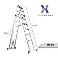 Multi Ladder X บันไดอลูมิเนียม ยืดหดได้ ทรงพาด และ ทรง A ยาว 2.6 เมตร รุ่น MX-D9