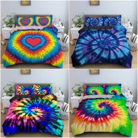 Tie Dyed Duvet Cover Set Rainbow Tie Dye Bedding Set Vint Color Spirals Tie Dye Design Boy Girls Boho Bedding Set Quilt Cover