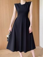 【YF】 Vintage Casual A-Line Woman Midi Dresses Women Elegant O-Neck Sleeveless Slim Vestidos Femme Fashion Korean Clothes Summer 2023