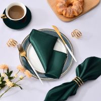 6pcs 12 x12 Resuable Napkins Satin Polyester Napkin Handkerchief Cloth Diner Banquet Wedding Party Home Christmas Decorations