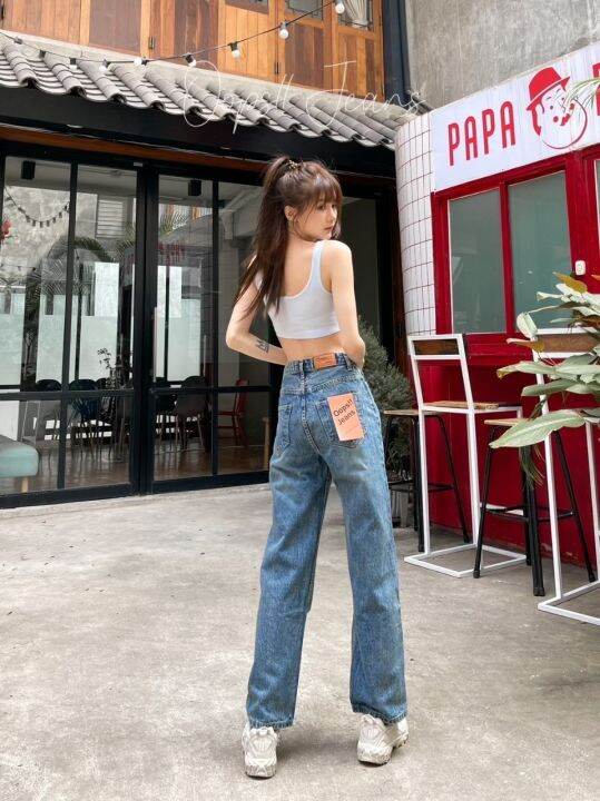 พร้อมส่ง-oops-jeans-กางเกงยีนส์-ผญ-กางเกงขายาว-ผญ-กางเกงวินเทจ-ผ้ายีนส์แท้-แต่งขาดเก๋ๆ-สีสนิม-สียีนส์-ยาว-41-42-นิ้ว-จัดส่งเร็ว-1-2-วัน-คุณภาพเกินราคา