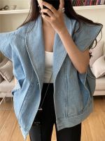 ☊∏ Colorfaith JKV8973 New 2023 Sleeveless Waistcoat Pockets Streetwear Oversized Womens Denim Jeans Jackets