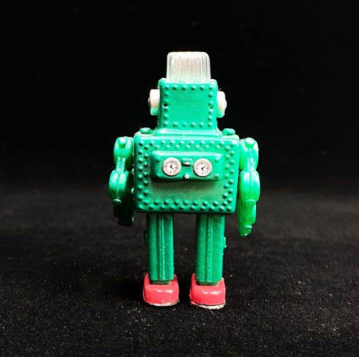 kitahara-collection-vintage-tin-toy-โมเดลเลียนแบบวัสดุของเล่นสังกะสี-smoking-robot-green