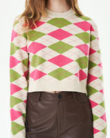 Cider Argyle Crop Sweater