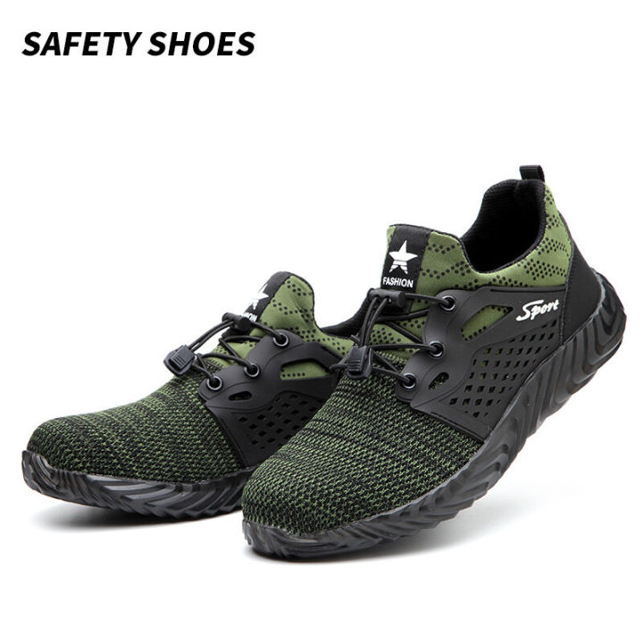 รองเท้านิรภัยหัวเหล็กรองเท้าทำงานก่อสร้างกันยอดเยี่ยมสำหรับผู้ชายรองเท้านิรภัยกันการกระแทก
