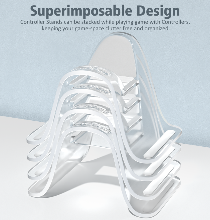 oivo-ที่จัดระเบียบจอยควบคุมเกมซ้อนกันได้4แพ็คแท่นควบคุมสากลสำหรับโต๊ะทำงานที่วางจอยควบคุมเกมโปร่งใสเข้ากันได้กับ-ps5-ps4-stadi-switch-pro-ไวเลสคอนโทรล